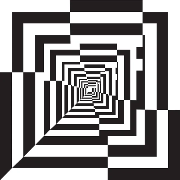 A black and white relief tunnel. Optical illusion illustration. — ストック写真