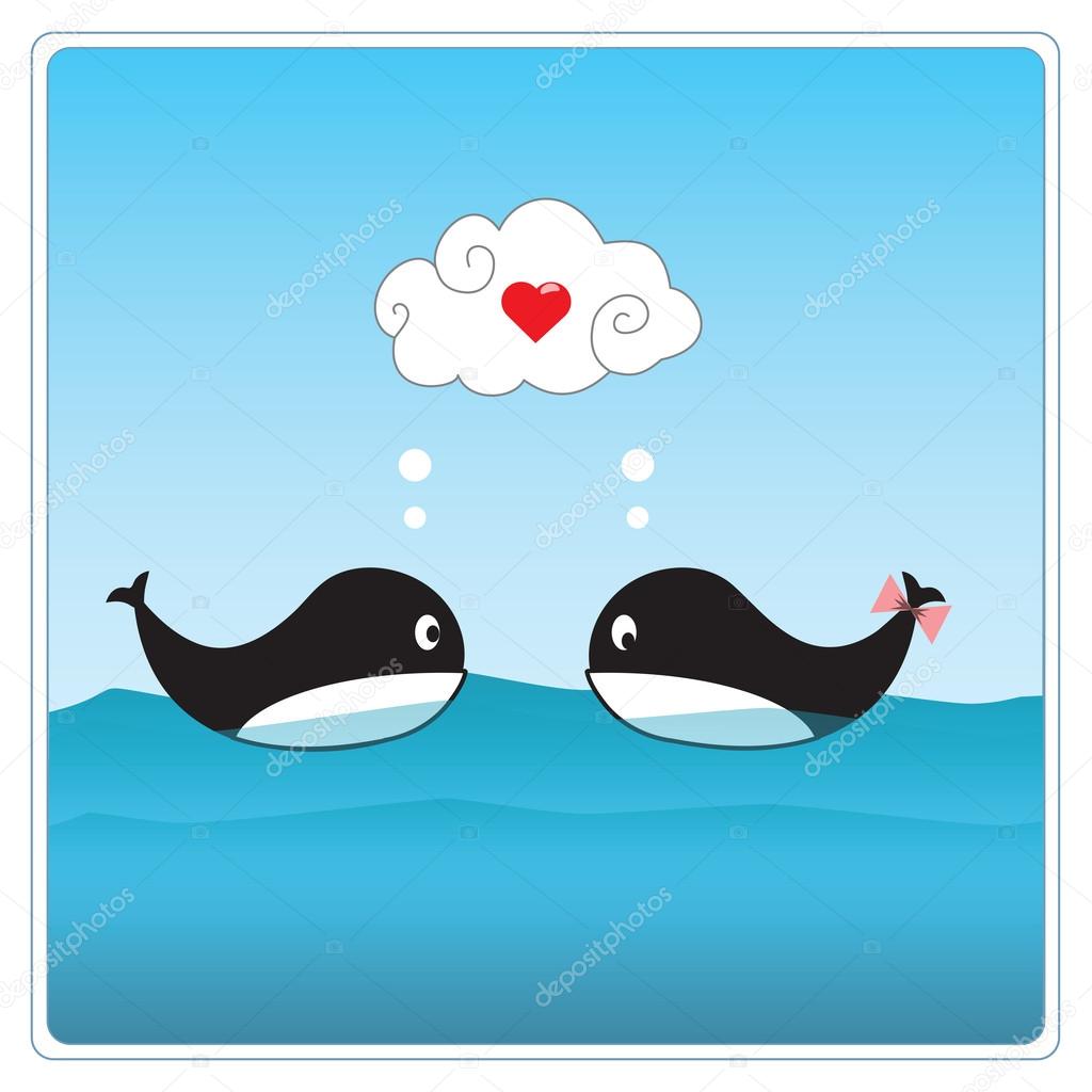 Cute whales in love.