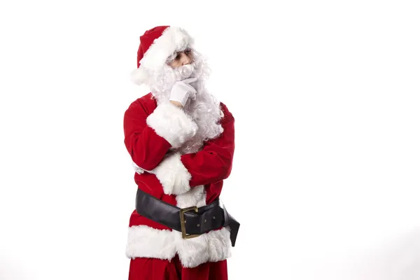 Санта Клаус Делает Жесты Белом Фоне — стоковое фото