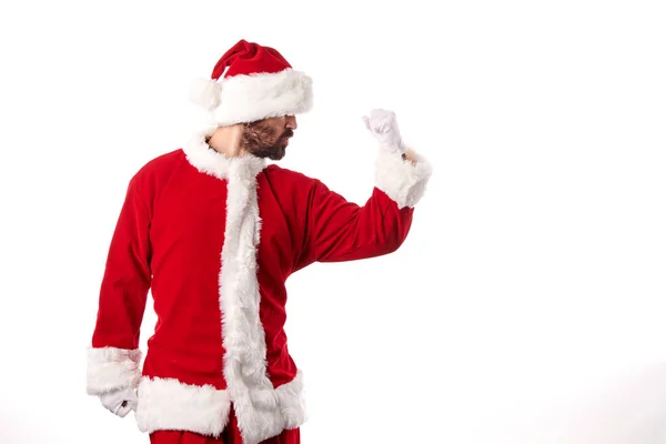 Santa Claus Making Gestures White Background — Stock Photo, Image