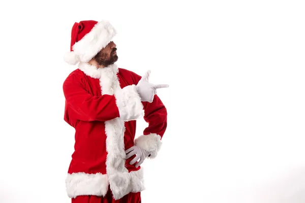 Kerstman Het Maken Van Gebaren Een Witte Achtergrond — Stockfoto