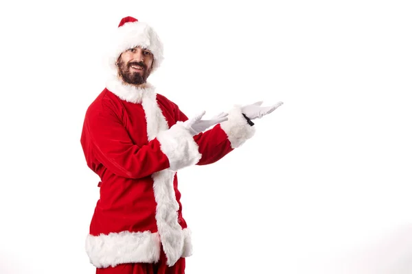 Santa Claus Making Gestures White Background — Stock Photo, Image