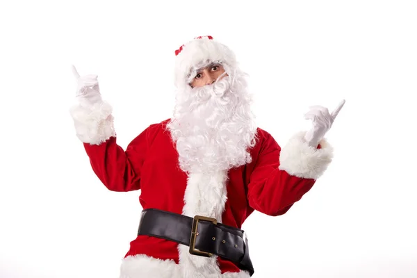 Papai Noel Fazendo Gestos Fundo Branco — Fotografia de Stock