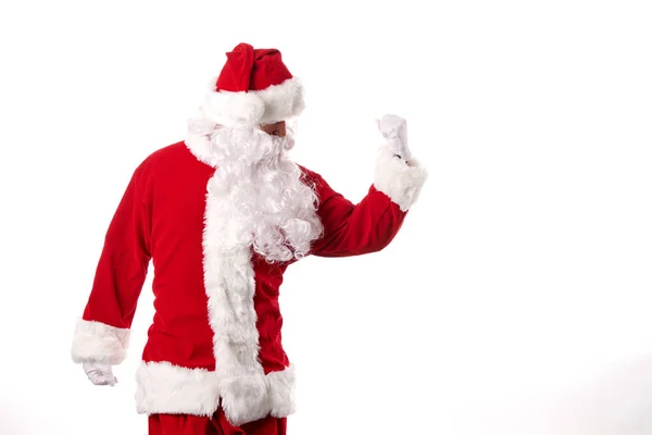Papai Noel Fazendo Gestos Fundo Branco — Fotografia de Stock