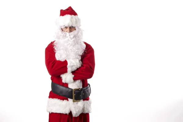 Santa Claus Dělá Gesta Bílém Pozadí — Stock fotografie