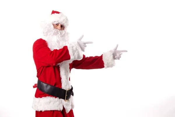 Santa Claus Making Gestures White Background — Stock Photo, Image