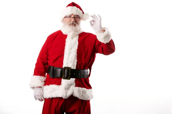 Santa Claus Haciendo Gesto Sobre Fondo Blanco —  Fotos de Stock