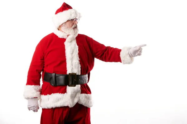 Santa Claus Pointing His Finger Blank Billboard — Stock Photo, Image