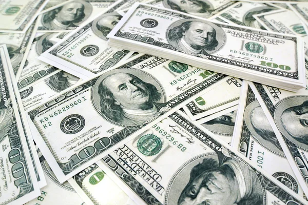 One hundred US dollar bills pile — Stock Photo, Image