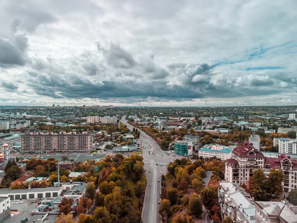 Autumn City Aerial View Klochkivskyj Descent Lopan River Area Rooftop — Stock Photo, Image