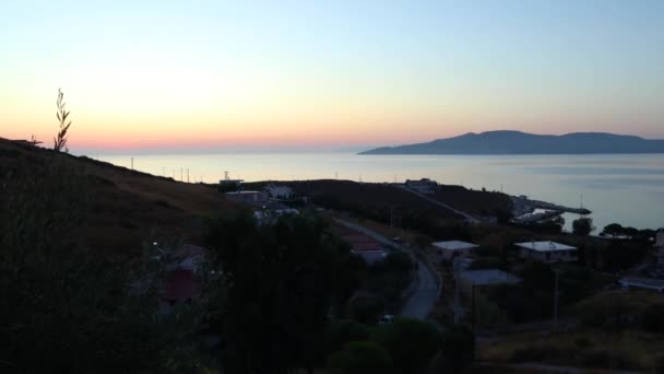 Peaceful Sunrise Timelapse Vídeo Greece Village Athens Aegean Sea Shore — Vídeo de Stock