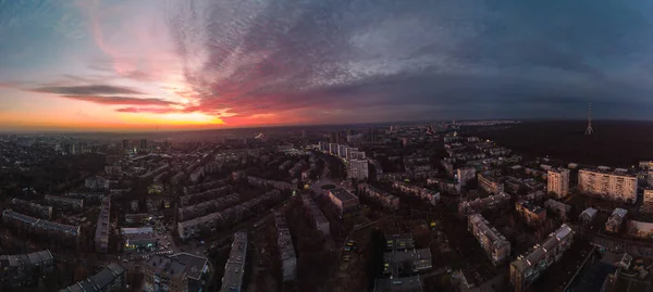 Panorama Panoramique Panoramique Coucher Soleil Avec Panorama Épique Kharkiv Centre — Photo