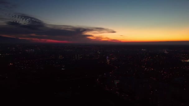 Aerial Lewej Prawej Malowniczy Żywy Zachód Słońca Epicką Panoramą Charków — Wideo stockowe