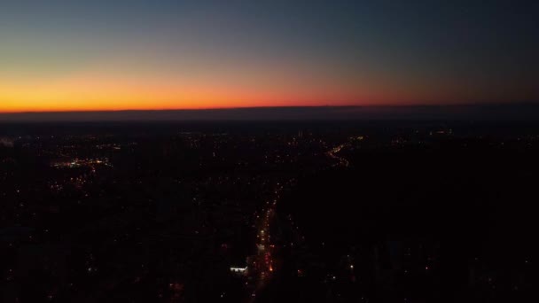 Vista Aérea Centro Cidade Kharkiv Pavlove Pole Com Luzes Noturnas — Vídeo de Stock