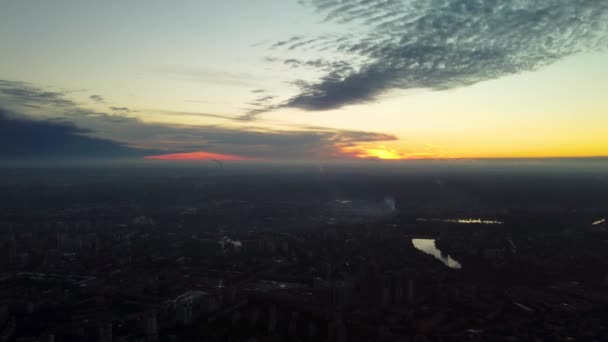 Luchtfoto Zonsondergang Avond Uitzicht Residentiële Kharkiv Stad Pavlove Pole District — Stockvideo