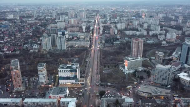 哈尔科夫市空中景观，冬季街道城市景观 — 图库视频影像