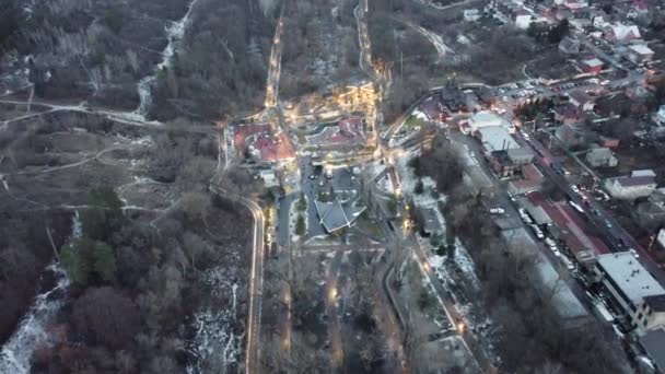 Vista aérea Parque de inverno da cidade de Kharkiv, Sarzhyn Yar — Vídeo de Stock