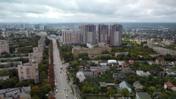 Stadsgezicht Vanuit Lucht Met Dramatische Wolken Kharkiv Stad Pavlovo Pole — Stockvideo