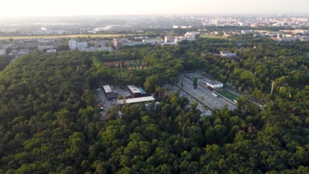 Green Summer Attractions Recreation Area Park Maxim Gorky Morning Light — Stock Video