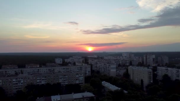 Poranny Widok Wschód Słońca Mieszkaniowe Miasto Charków Pavlove Pole Powiat — Wideo stockowe
