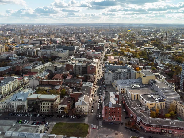 Kharkiv City Center Streets Aerial Rooftop View Residential Buildings Cathedrals — Stock Photo, Image