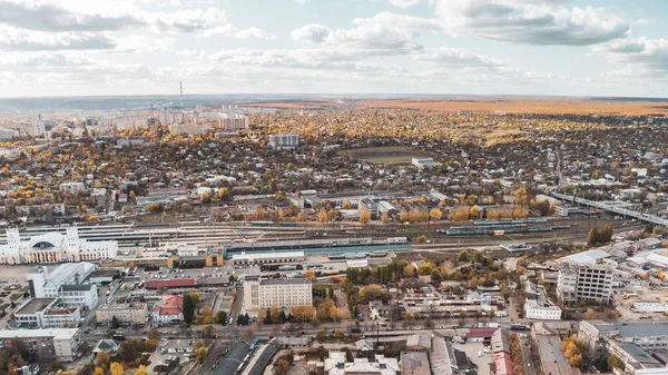 City Aerial View Central Kharkiv Railway Station Depot Pivdennyy Vokzal — Stock Photo, Image