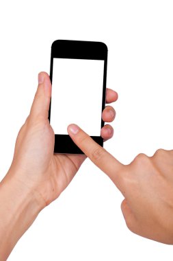bir elini tutarak smartphone