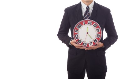 İş adamı saat tutuyor.