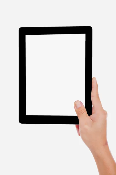 Zakenman die een tablet vasthoudt. — Stockfoto