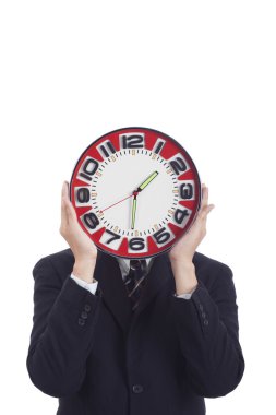 İş adamı saat tutuyor.