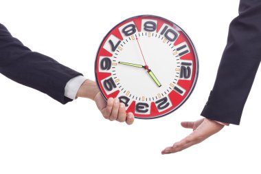 iki işadamları saat dayanıyor