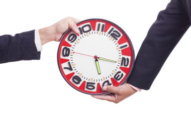 iki işadamları saat dayanıyor