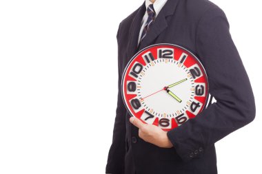 İş adamı saat tutuyor.