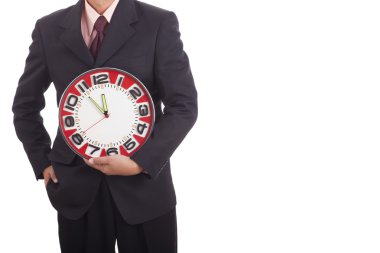 İş adamı saat tutuyor.