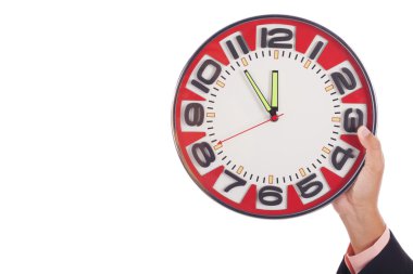 İş adamı saat tutuyor.