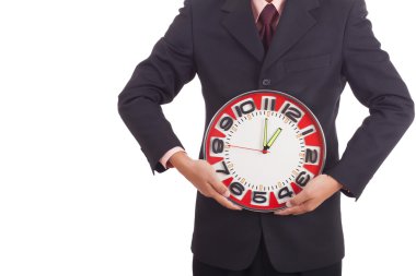 İş adamı saat tutuyor.