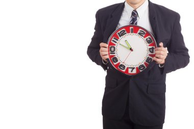 İş adamı saat tutuyor.