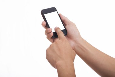 bir elini tutarak smartphone