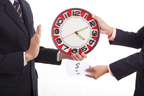 Two businessmen are holding clock — Stock Photo, Image
