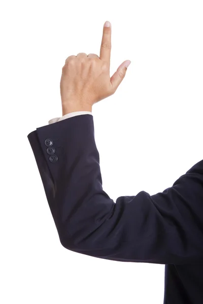 Affärsman som visar hans pekfinger uppåt — Stockfoto