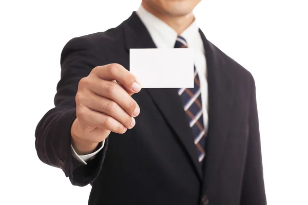 Businessman holding a business card — Stock Photo, Image
