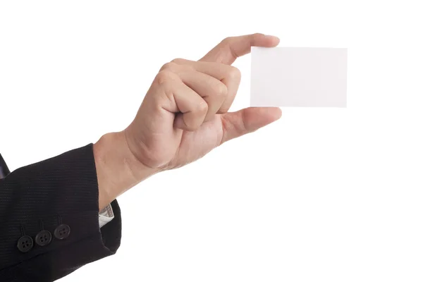 Бизнесмен с визитной карточкой — стоковое фото