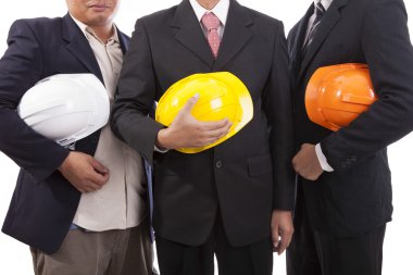 Construction engineers with helmets clipart
