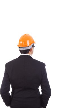 Construction engineer with a red helmet on his head clipart
