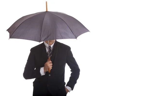 Businessman standing with umbrella. — Stock Photo, Image