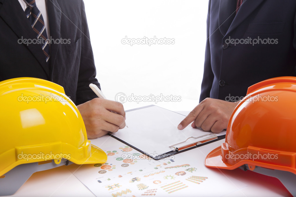 Construction engineers view project