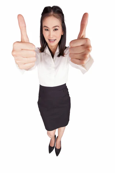 Beautiful asian businesswoman showing thumbs up — Stock Photo, Image