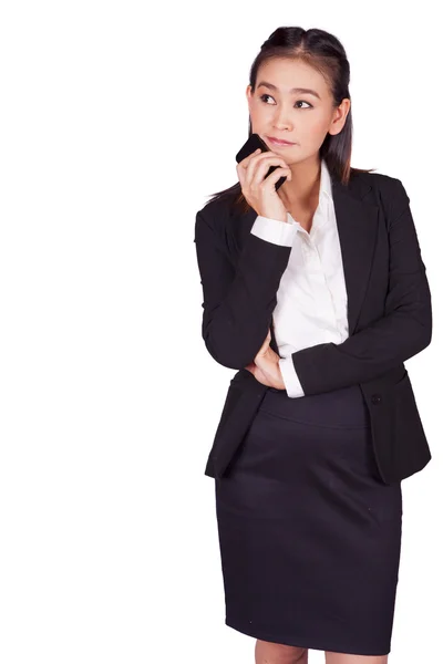 Asiatique femme d'affaires tenant un téléphone mobile — Photo