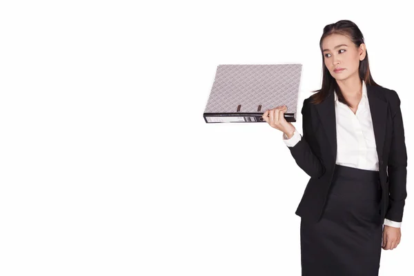 Asian businesswoman holding a folder with documents — Stock Photo, Image