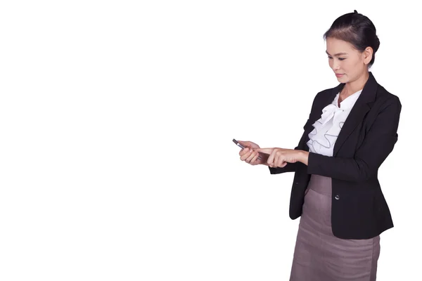 Businesswoman holding a smartphone in hands — Stock Photo, Image